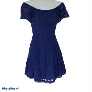 Emerald Sundae OTS lace fit and flare dress